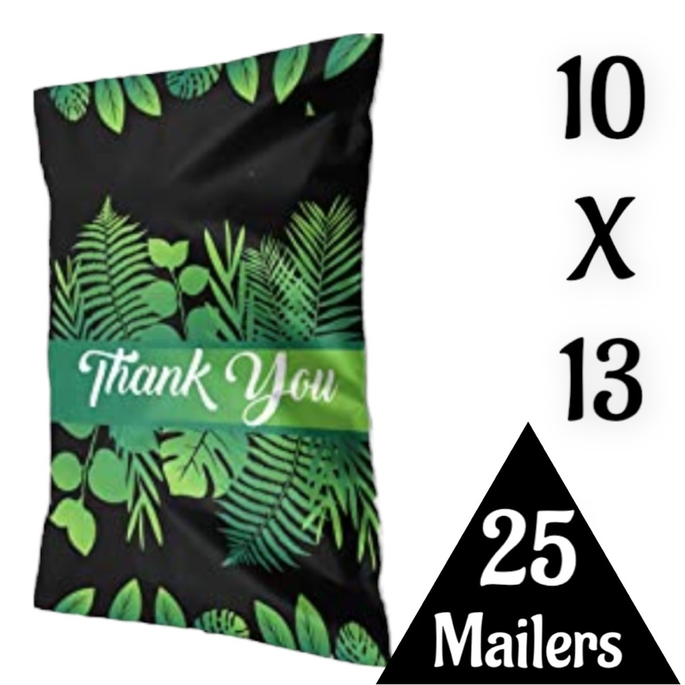 25 10X13 Poly Mailers Tropical Leaf Thank You, Shipping Envelopes PRICE IS FIRM - Picture 7 of 7